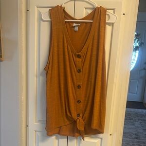 Ava & Viv Sleeveless Button-Down Blouse - Mustard